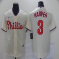 Nike Philadelphia Phillies #3 Bryce Harper beige majestic baseball jersey -BD