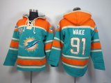 Miami Dolphins cameron wake #91 green orange nfl Hooded Sweatshirt