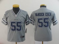 Youth Dallas Cowboys #55 Leighton Vander Esch Nike Gray Color Rush Limited Jersey Inverted version