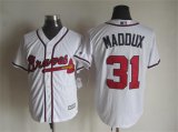 Atlanta Braves Greg Maddux #31 White Mejestic baseball jerseys