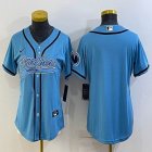 Youth Nike Carolina Panthers blank skyblue baseball jerseys Joint name-BD