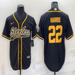 Nike Pittsburgh Steelers #22 Najee Harris black baseball jerseys Joint name-BD 02