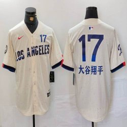 Nike Los Angeles Dodgers #17 Shohei Ohtani beige fashion MLB baseball Jersey 17