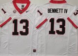 Georgia Bulldogs #13 Stetson Bennett IV white college football jerseys-PNS