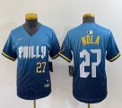 Youth Nike Philadelphia Phillies #27 Nola skyblue majestic baseball jersey city version-BD