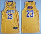 Nike Los Angeles Lakers #23 LeBron James Yellow basketball jerseys-TY