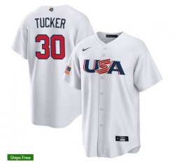 2023 World Cup #30 Tucker white USA majestic baseball jerseys