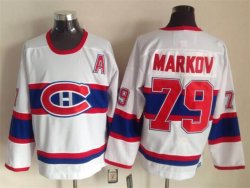 Montreal Canadiens 79# Andrei Markov white ice hockey jersey A patch