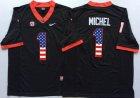 Georgia Bulldogs #1 Sony Michel black USA Flag College Football Limited Jerseys