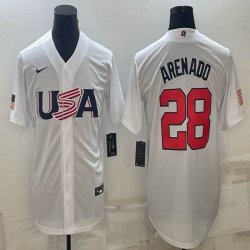 2023 World Cup #28 Arenado white USA majestic baseball jerseys 11