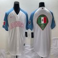 2023 World Cup Mexico blank white skyblue majestic baseball jerseys 12