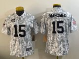 Youth Kansas City Chiefs #15 Patrick Mahomes Nike Arctic Camo 2024 Salute to Service Limited Jersey