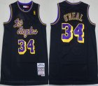 Los Angeless Lakers #34 Shaquille O'Neal black throwback basketball Jerseys -XD