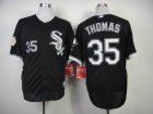 Chicago White Sox 35 Frank Thomas 2014 Hall Of Fame Inductee black Jersey 75th Anniversary Commemorative Patch