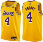 Los Angeless Lakers #4 Dalton Knecht yellow basketball jerseys Hot press font