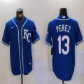 Kansas City Royals #13 Salvador Perez blue nike mlb baseball jersey 04