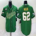 Nike Philadelphia Eagles #62 Jason Kelce green MLB jerseys Joint name C patch-BD