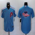 Nike Philadelphia Phillies blank skyblue throwback majestic baseball jersey 05