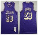 Los Angeles Lakers 23 LeBron James throwback purple nba basketball Jersey