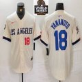 Nike Los Angeles Dodgers #18 Yoshinobu Yamamoto beige fashion MLB baseball Jersey 02