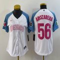 Youth 2023 World Cup Mexico #56 Randy Arozarena white skyblue majestic baseball jerseys 24