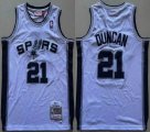 Youth San Antonio Spurs Tim Duncan #21 white throwback nba basketball jersey-XD