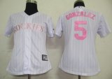 Colorado Rockies 5 Gonzalez White MLB Women Jerseys