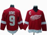 NHL Detroit Red Wings #9 HOWE Home Red Jersey