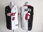 Adidas Miami Heat #6 LeBron James Black White NBA Split Jerseys