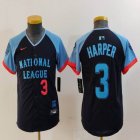 Youth National League #3 Bryce Harper Nike Navy 2024 MLB All-Star Game Limited Player Jersey 02