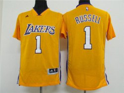 Los Angeles Lakers #1 D-Angelo Russell yellow short sleeves nba basketball jerseys