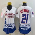 Women Puerto Rico Baseball #21 Roberto Clemente White 2023 World Baseball Classic Replica Player Jersey 08