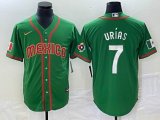 2023 World Cup Mexico #7 Julio Urias green red majestic baseball jerseys 100