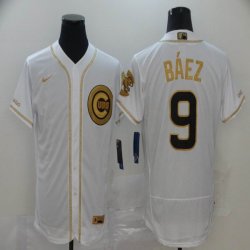 Nike Chicago Cubs #9 Javier Baez white gold Flexbase Authentic Collection Jersey