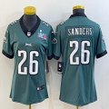 2023 super bowl Women Philadelphia Eagles #26 Miles Sanders green Color Rush Limited Jersey