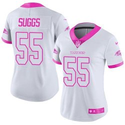 Nike Baltimore Ravens #55 Terrell Suggs women white pink Color Rush Limited Jersey