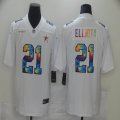 Nike Dallas Cowboys #21 Ezekiel Elliott white Color Rush Limited Jersey Rainbow version-BD