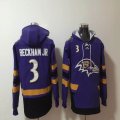 Baltimore Ravens #3 Odell Beckham Jr. purple NFL Hooded Sweatshirt