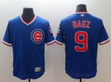 Chicago Cubs #9 Javier Baez blue throwback Flexbase Authentic Collection Jersey