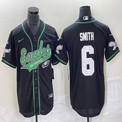 Nike Philadelphia Eagles #6 DeVonta Smith black baseball jerseys Joint name -BD 01