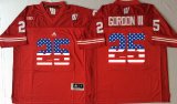 Wisconsin Badgers #25 Gordon III red usa flag college football jersey