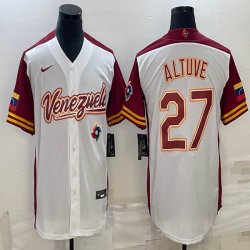 Majestic Venezuela Baseball #27 Jose Altuve White 2023 World Baseball Classic Replica Player Jersey 09