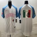 2023 World Cup Mexico blank white skyblue majestic baseball jerseys 01