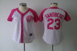 Chicago Cubs Sandberg 23 white women MLB Jersey