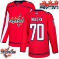 Custom Adidas Washington Capitals #70 Braden Holtby red hockey jersey Champion version