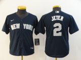 Youth Nike New York Yankees 2# Derek Jeter dark blue majestic baseball jerseys