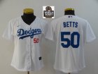 Nike Los Angeles Dodgers #50 Mookie Betts white women majestic baseball jersey