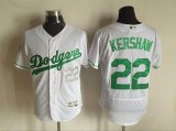 2016 Los Angeles Dodgers #22 Clayton Kershaw white green Flexbase Authentic Collection Jersey