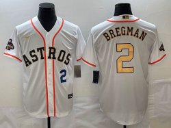 Nike Houston Astros #2 Alex Bregman white gold majestic baseball jerseys