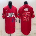 2023 World Cup #27 Mike Trout red USA majestic baseball jerseys 03